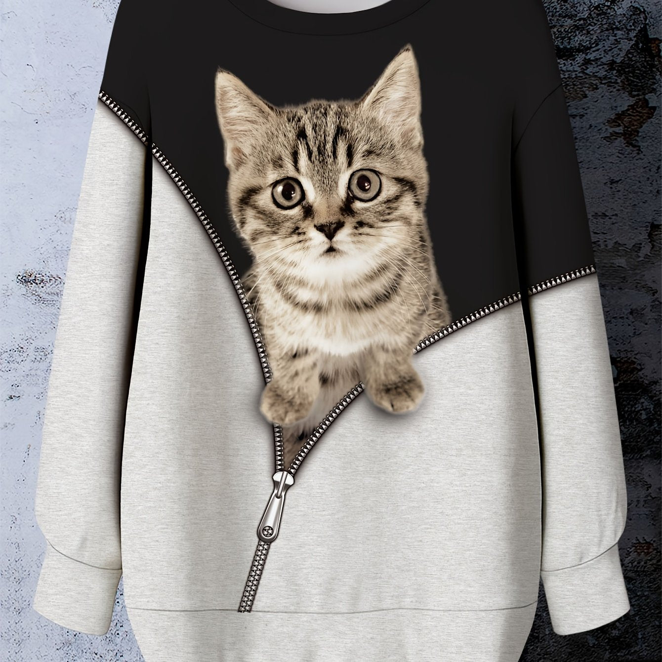 Plus Size Women's Crew Neck Sweatshirt Polyester Knit Floral Embroidery All-Season