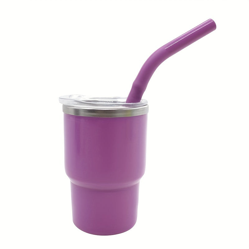 Taza de viaje de 3oz con interior de acero inoxidable, exterior de plástico, funda de silicona y pajilla