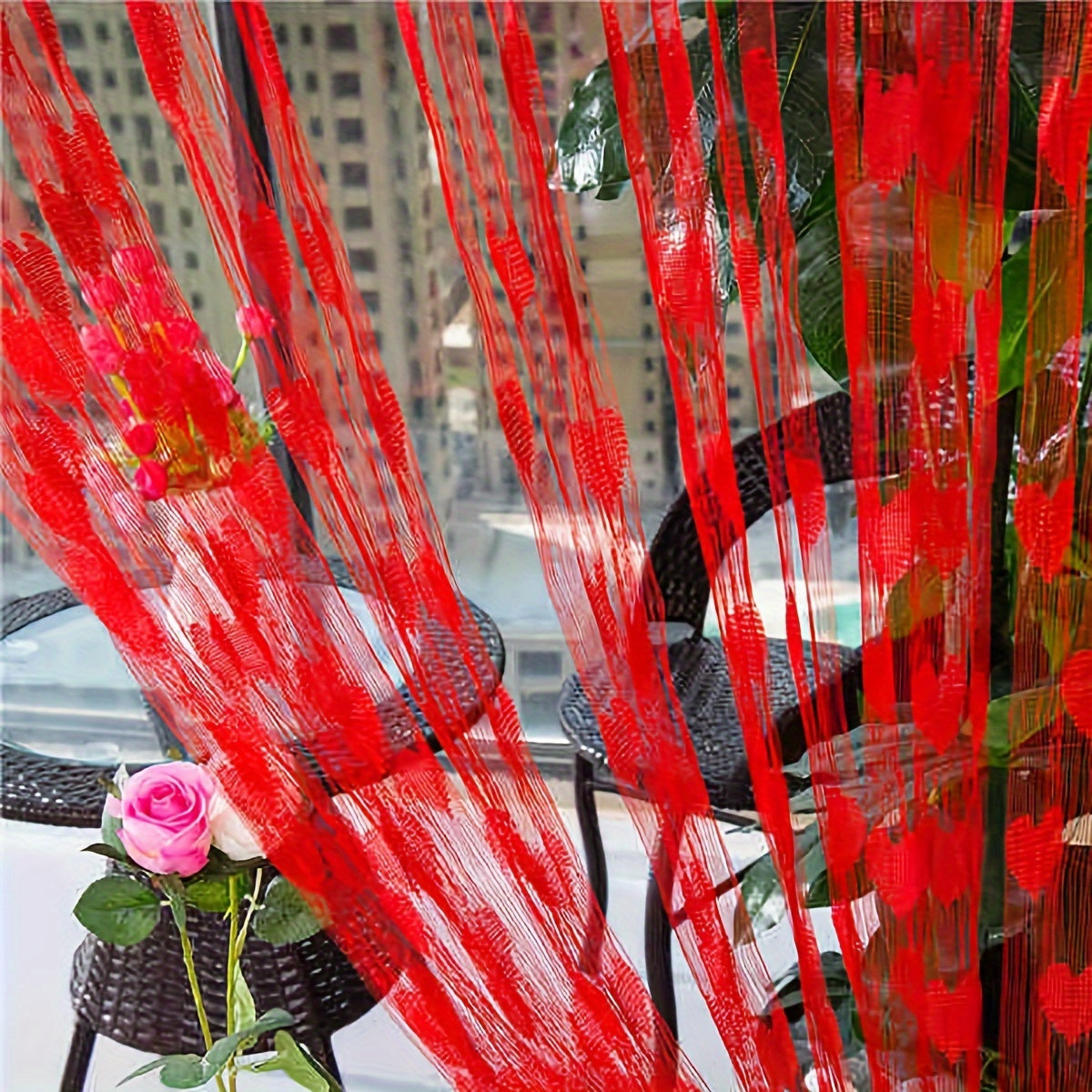 Pink Heart Tassel Door Curtain for Weddings and Home Decor