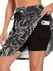 Women's Floral Print Layered Skort with Pockets High-Waisted Spring Summer