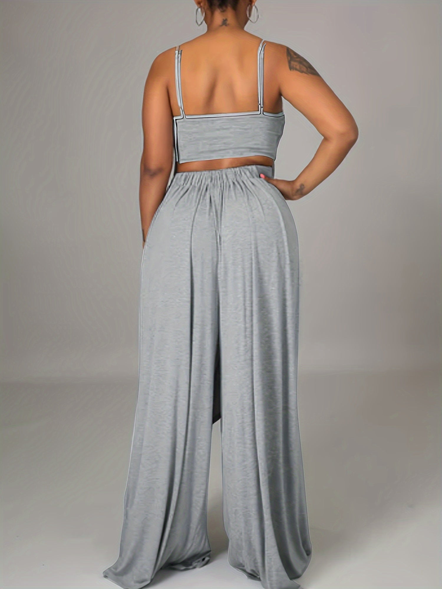 Adult Sleeveless Knit Leisure Suit with Off-Shoulder Solid Color Fall Winter