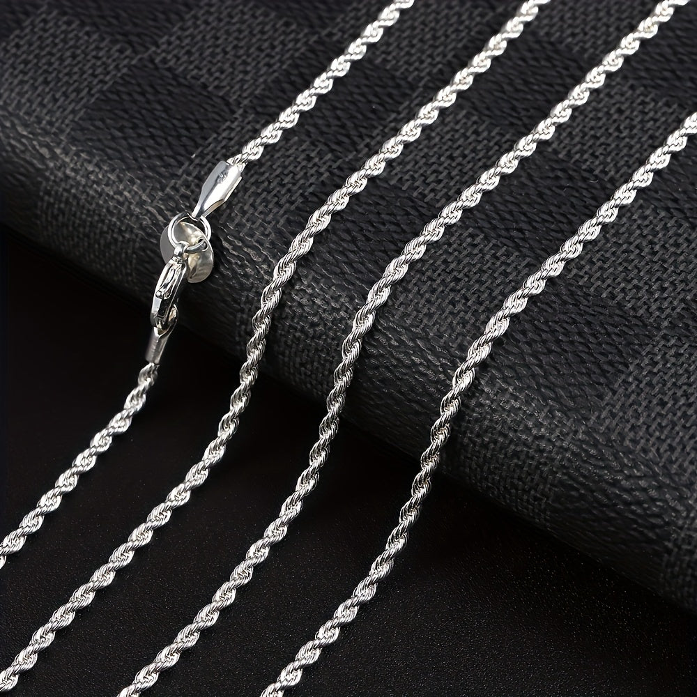 Women's Silver Twist Rope Chain Necklace 8 Inches Jewelry Gift