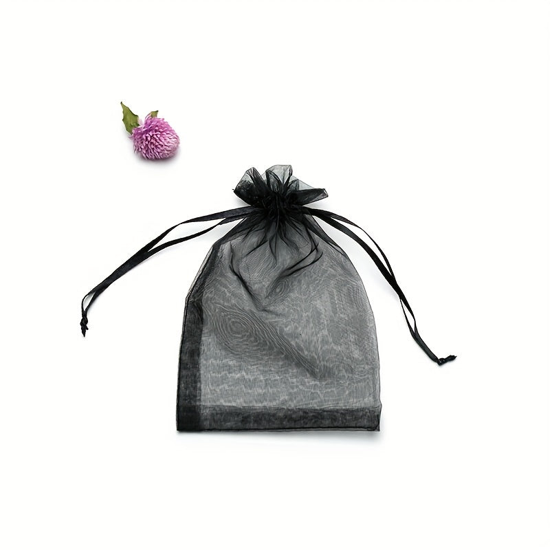 Набор из 5 больших черных органзовых подарочных мешков для упаковки свадебных конфет 35x50см или 40x60см