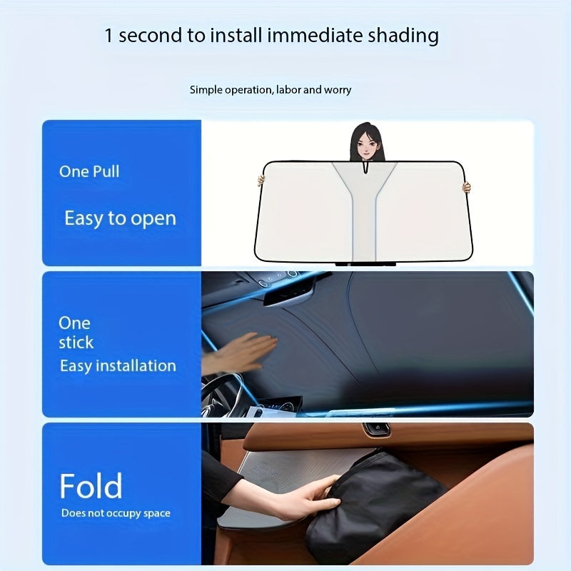 Universal avtomobil quyosh nuri soyasi qalinlashtirilgan titan kumush UV himoyasi old front shisha qopqog'i