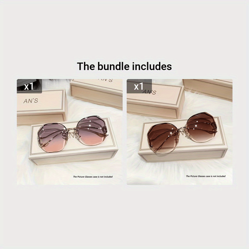 Ayollar uchun Ombre Quyosh Nurlari Polygon Rimless Moda Ko‘zoynaklar yozgi plyaj sayohati uchun