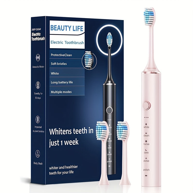 Electric Toothbrush for Adults with Soft Bristles USB Rechargeable 500mAh Lithium Battery