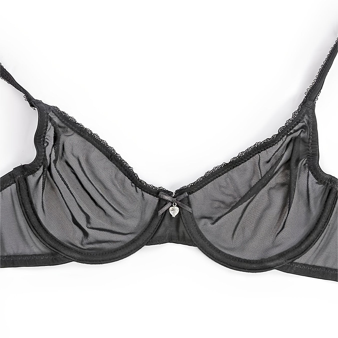 Women's Sheer Unlined White Bra with Underwire and Thin Straps in Breathable Nylon Spandex