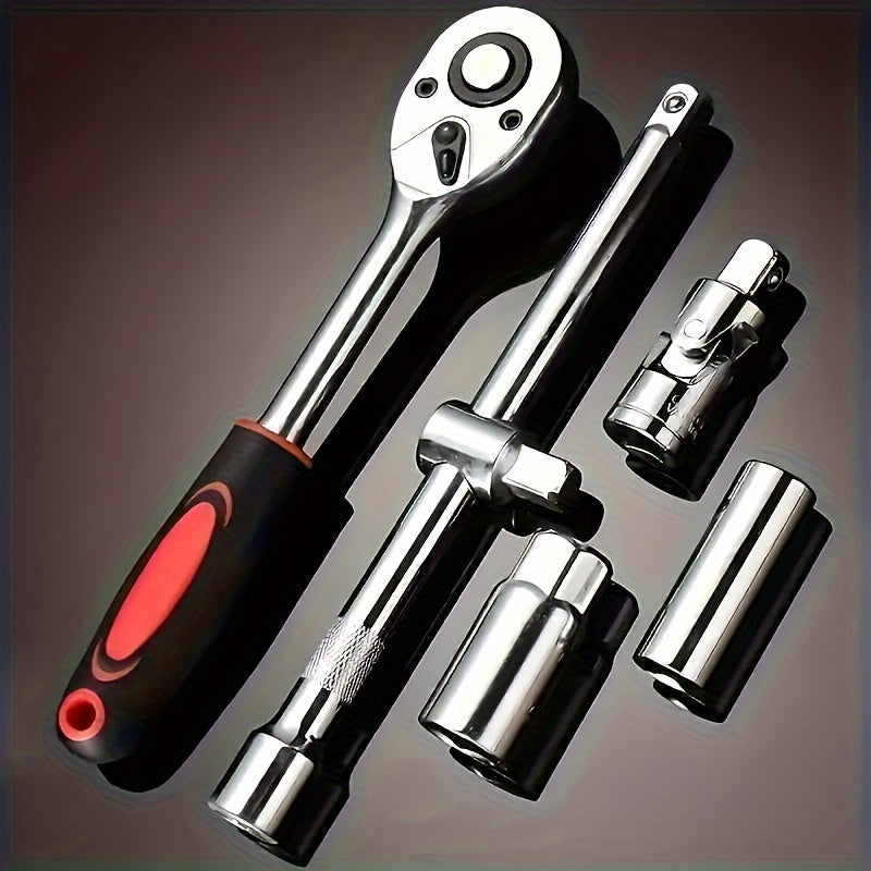 53/151 Piece Multi-Purpose Car Repair Tool Set with Metal Accessories in Red