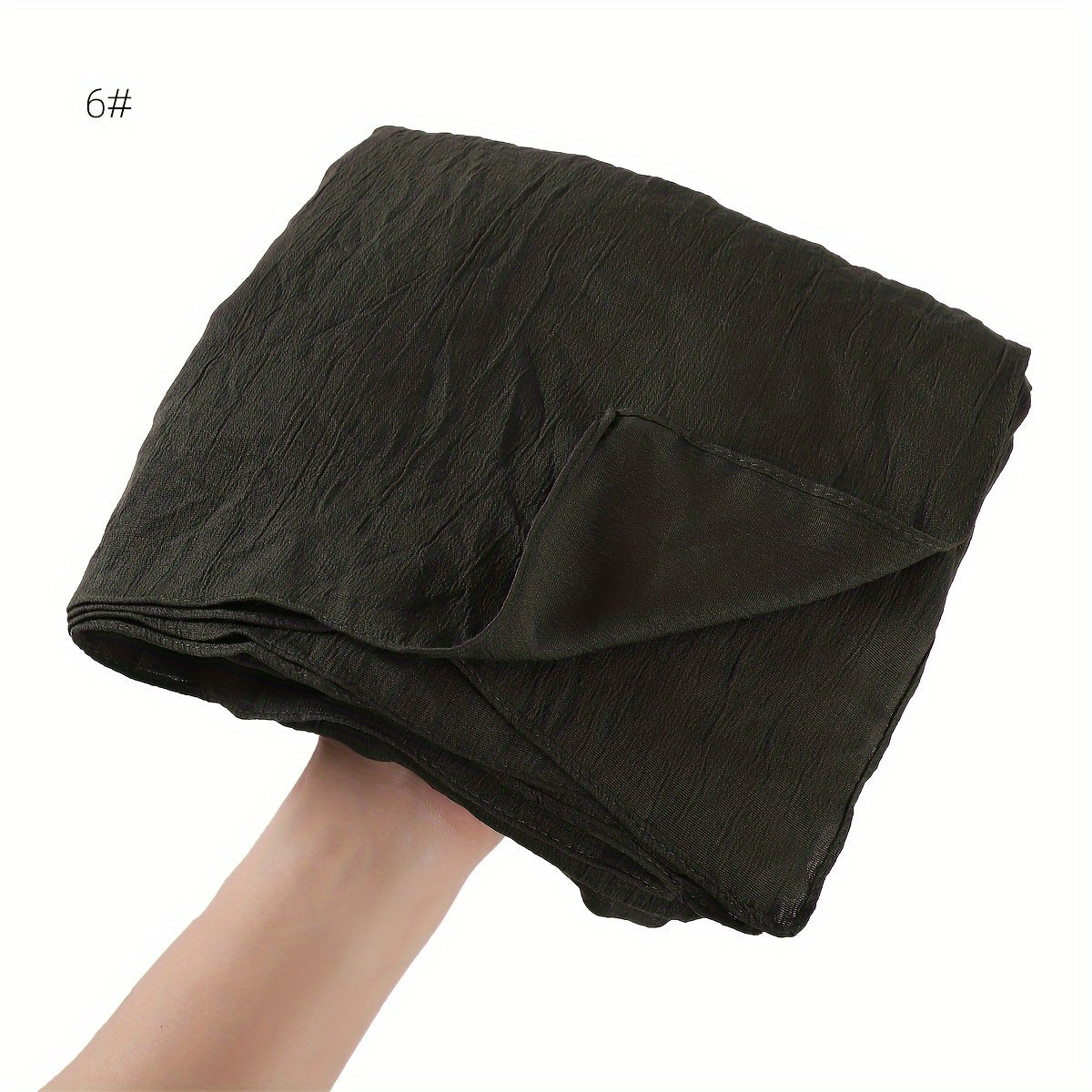Breathable Muslim Women Hijab Solid Color Casual Crinkled Texture Sun and Wind Protection