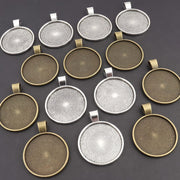 Jewelry Findings Golden Pendant Trays Sets of 5 10 25 White Circular 2.5CM