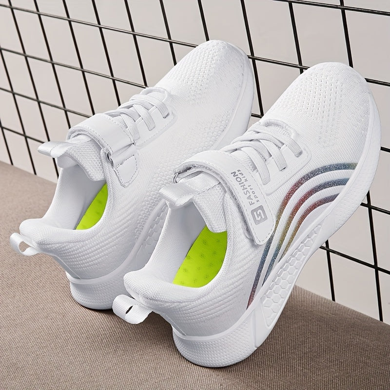 Girls Breathable Woven Sneakers Low Top Running Shoes for Spring and Fall