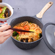 Olla de leche de aluminio antiadherente de 20cm con tapa de vidrio para cocinas de inducción y gas