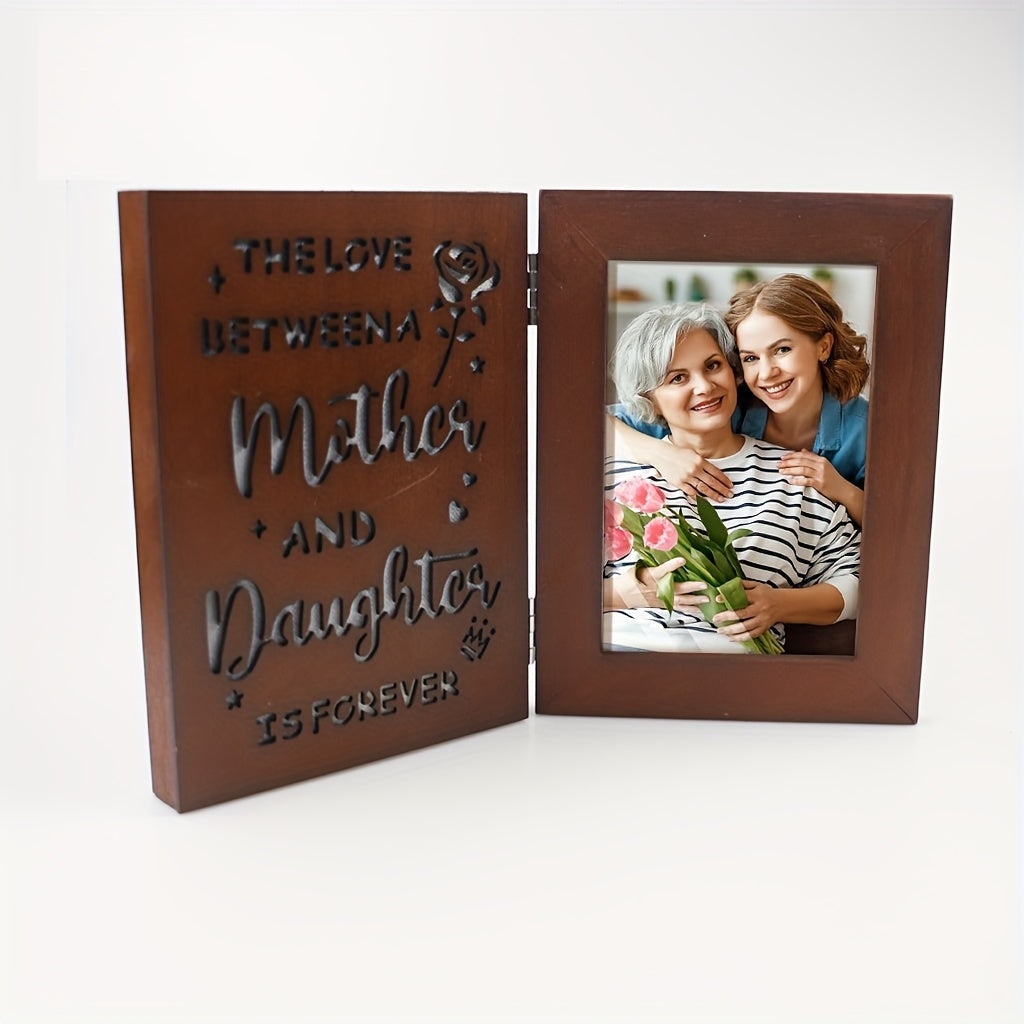 Engraved Wooden Photo Frame with LED Light 4x6 for Mother and Daughter Gift