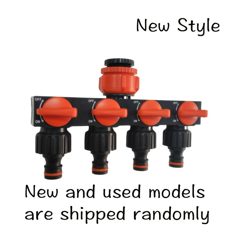 Four-Way Garden Hose Connector with Switch, Universal Thread, PVC Material