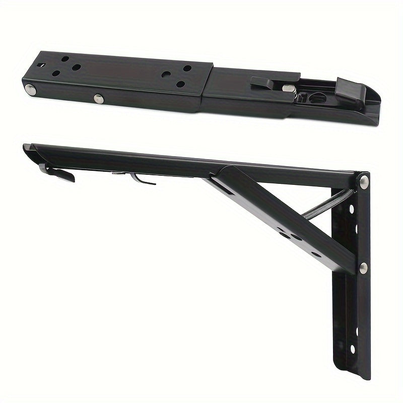 2pcs Stainless Steel Folding Shelf Brackets Space-Saving Triangle Supports for DIY Floating Shelves