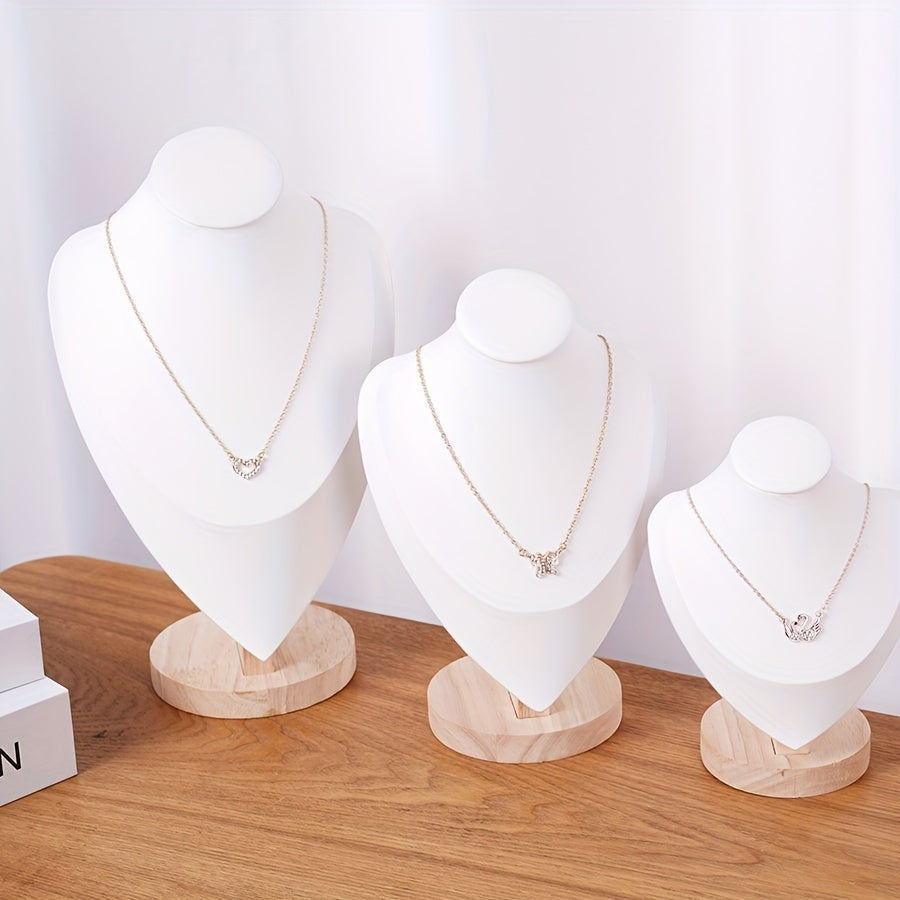Wood Jewelry Stand for Necklaces with Portrait Neck Mold