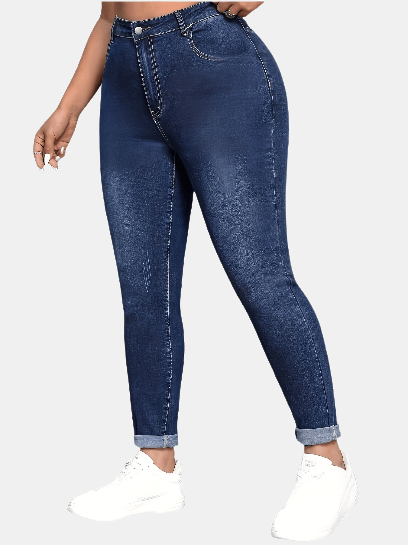 Women's Skinny Jeans Dark Blue High Rise Casual Denim Pants