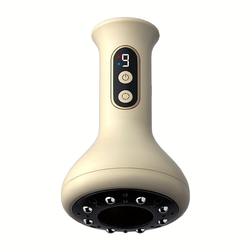 Light Yellow Electric Gua Sha Massager with Suction Cup USB Rechargeable for Face and Body