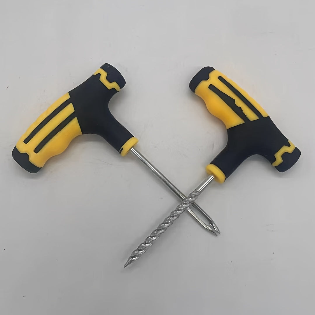 Heavy Duty Tire Repair Kit with Rubber Strips and Tools for Emergency Use