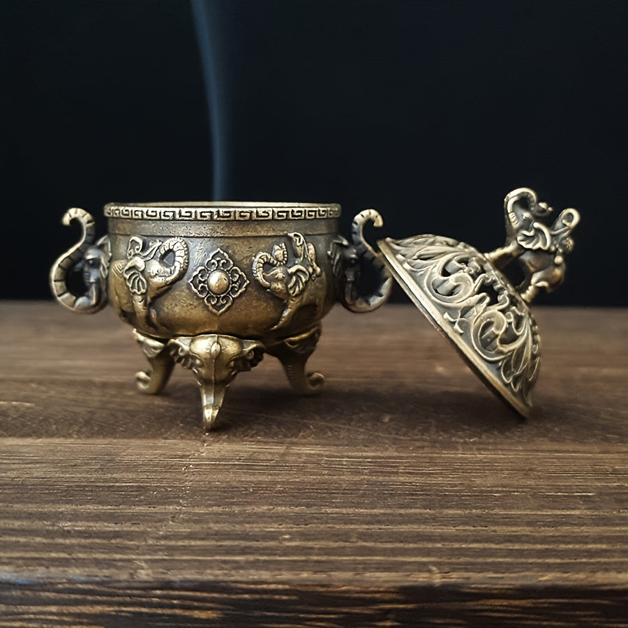 Elephant Incense Burner Metal Home Decor Aromatherapy for Meditation Yoga Spa