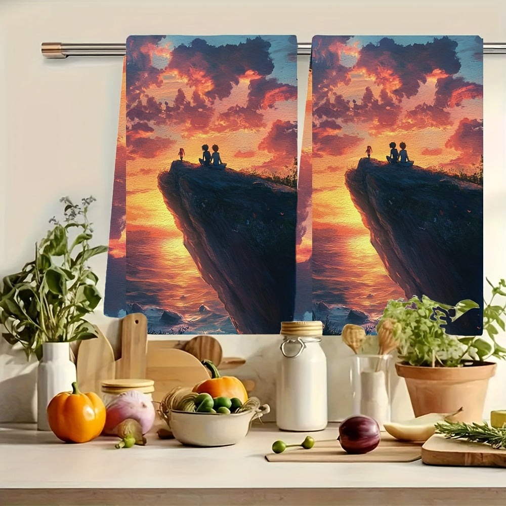 Set of 2 Ultra Soft Kitchen Towels with Anime Characters 16x24 Inches Highly Absorbent
