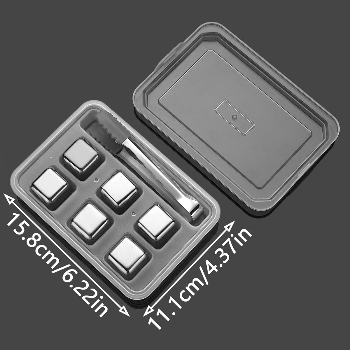 Juego de cubos de hielo de acero inoxidable para whisky, vino tinto, reutilizables, congelación rápida, 4-12 piezas