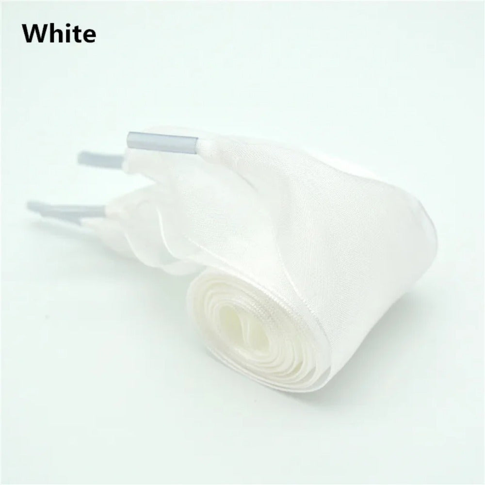 Unisex Transparent Chiffon Flat Shoelaces 2.5cm Widened Wide Bow