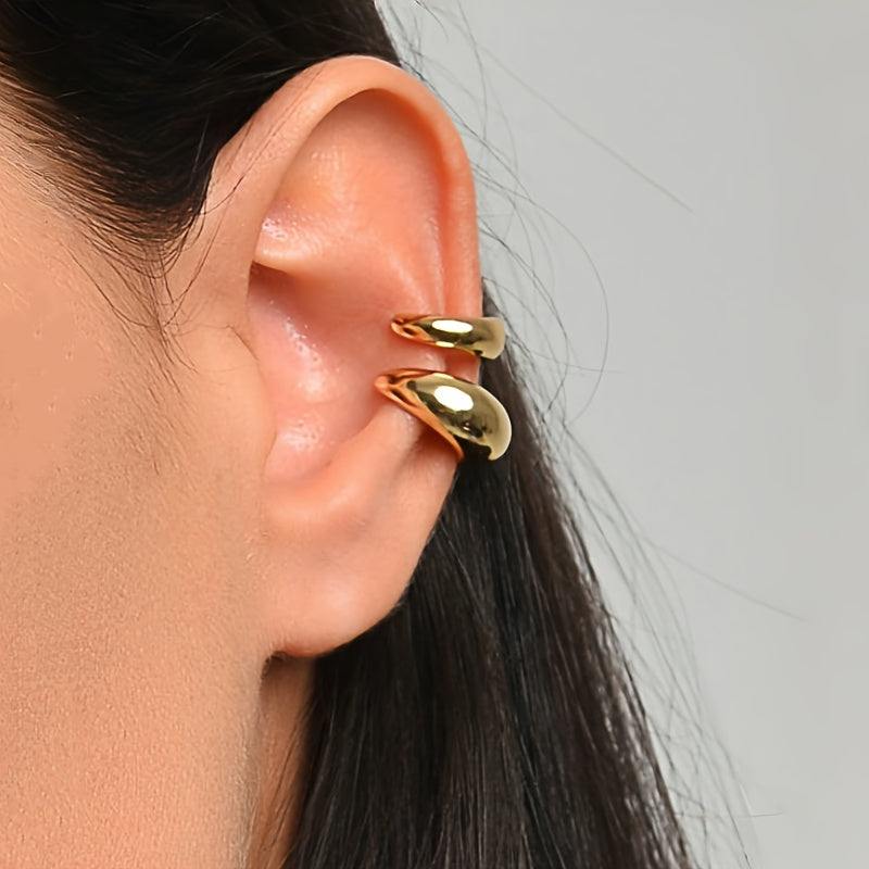 Ayollar uchun Alloy asimmetrik C-shaklidagi klip-on sirg‘alar, Punk uslubi, kundalik kiyim uchun