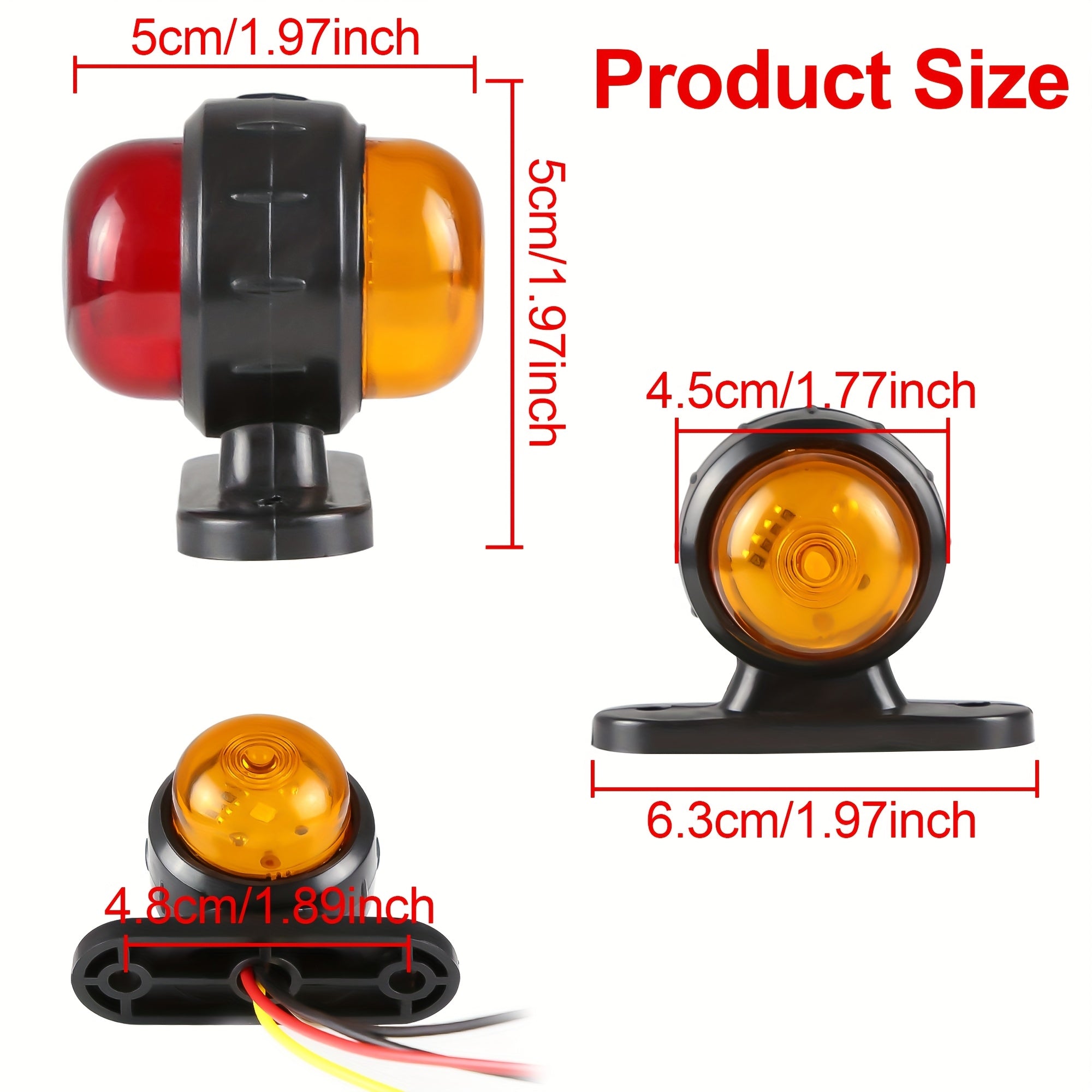 10Pcs 12-24V Double-Sided Car Truck Indicator Lamps Red Amber Blinker Signal