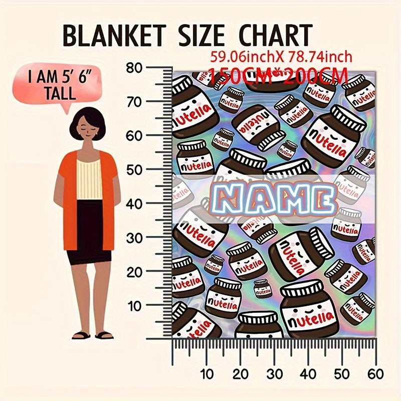 Manta de felpa personalizada con diseño inspirado en Nutella, acogedora, para todas las estaciones, tejido de punto, para cama, sofá y viajes