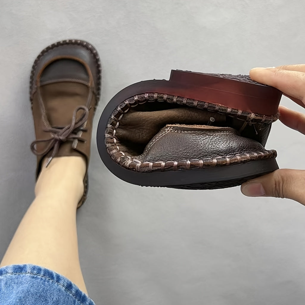Женские повседневные кожаные лоферы на плоской подошве, комфортные, для всех сезонов