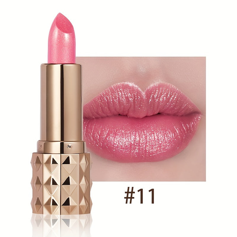 Mujeres lápiz de labios de terciopelo metálico de larga duración hidratante con brillo