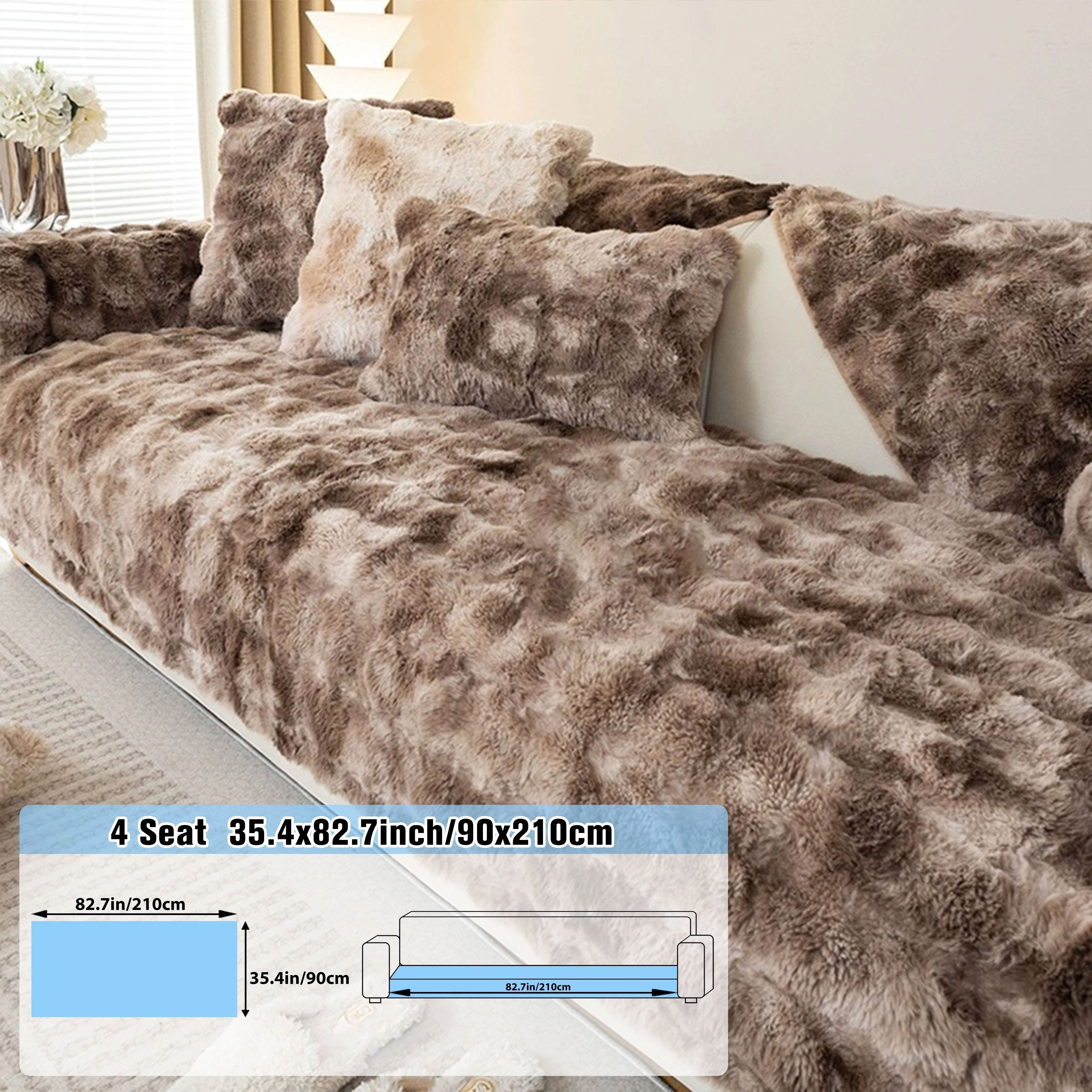 Плюшевое покрытие для дивана на зиму подходит для спальни, гостиной, офиса, домашнего декора