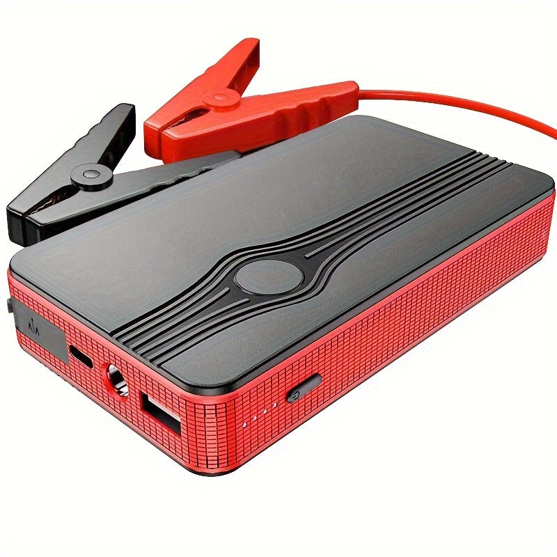 Portable Car Jump Starter with USB Output, Rechargeable Lithium Battery, Red and Black