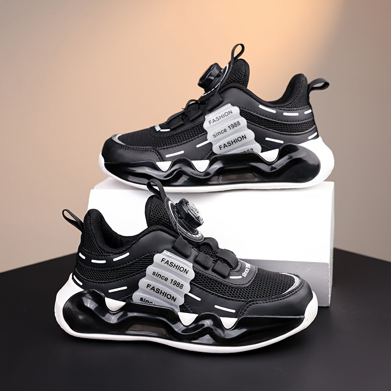 Kids Breathable Mesh Sneakers Low Top with Rotating Buckle Closure for Boys 14 and Under