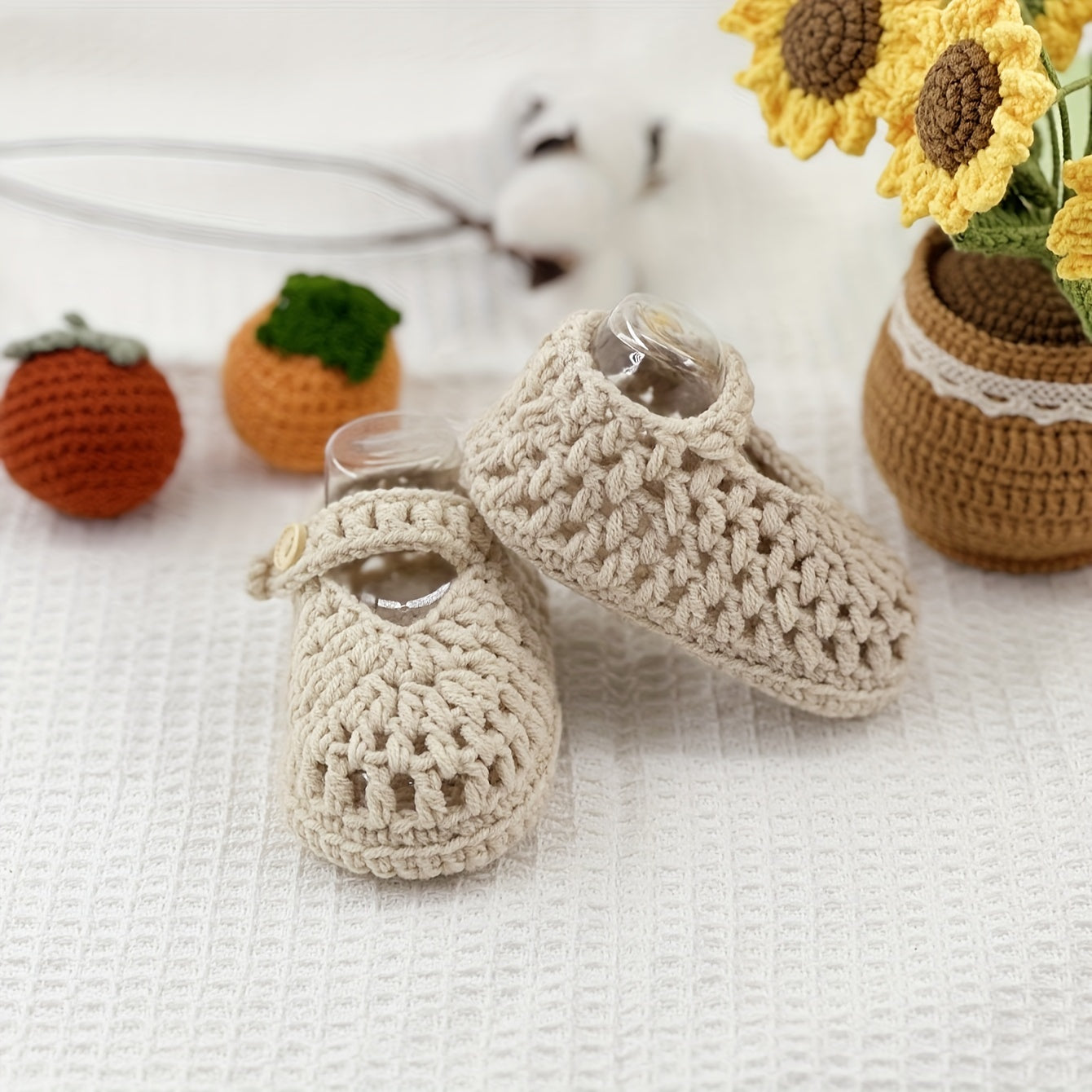 Crochet Baby Shoes Slip-On Booties for Infants and Toddlers All-Season Soft Fabric