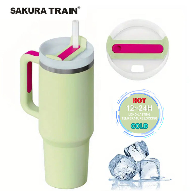 Large Stainless Steel Travel Mug with Straw for Camping School and Sports