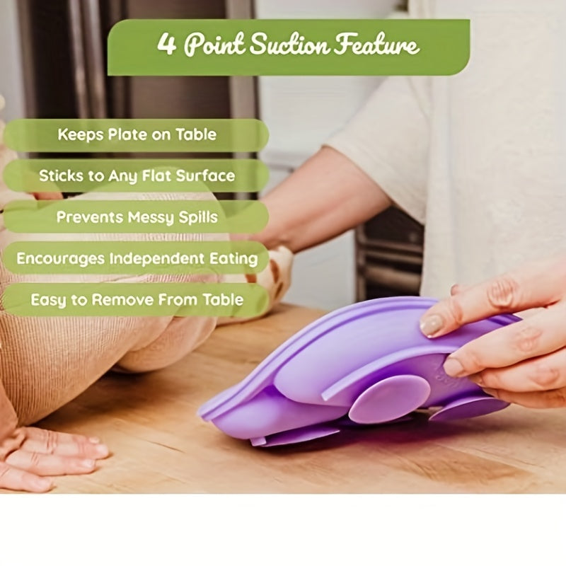 Silicone Baby Feeding Plate Divided Suction Cup Toddler Dish Microwave Safe