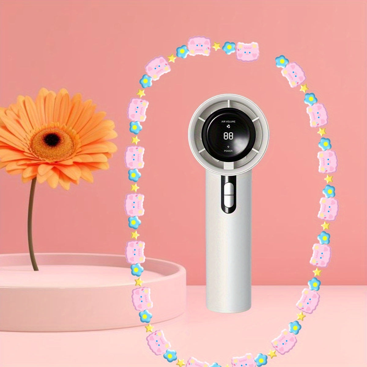 Rechargeable handheld fan with USB charging LCD display durable for research and travel