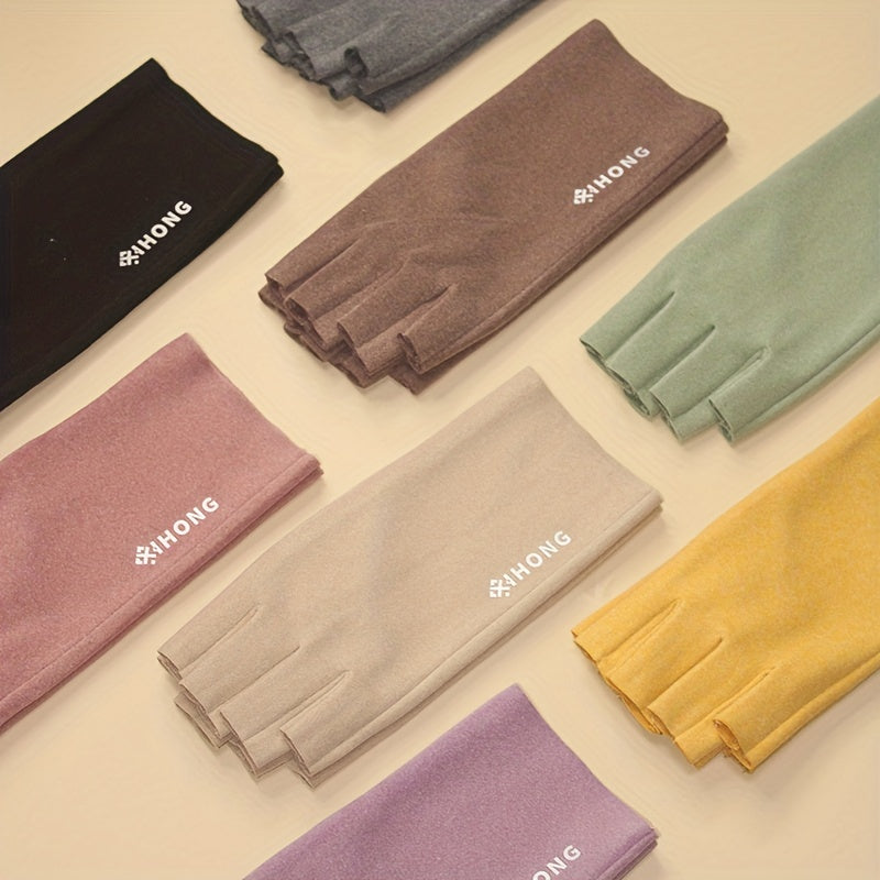 Thermal Polyester Spandex Fingerless Gloves for Winter Office Touch Screen Use