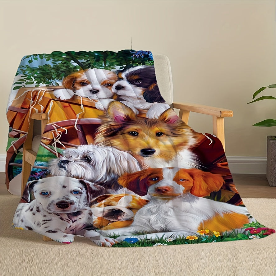 Animal Print Flannel Fleece Blanket Cozy All-Season Bed Throw Machine Washable Durable Polyester Versatile for Sofa Office Camping Travel