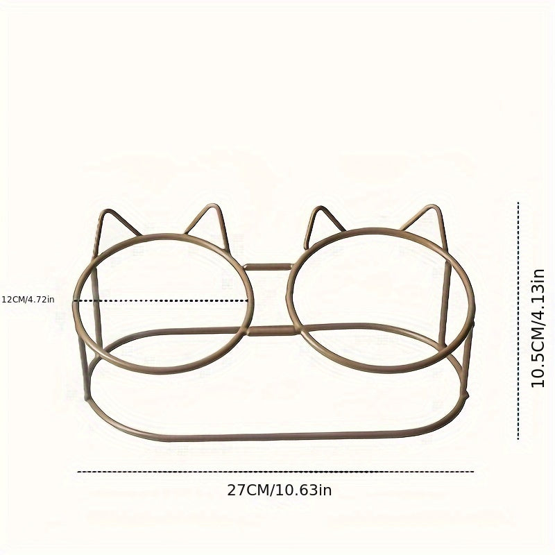 Cuencos de cerámica antideslizantes para comida y agua para gatos con soporte de hierro, diseño elevado e inclinado