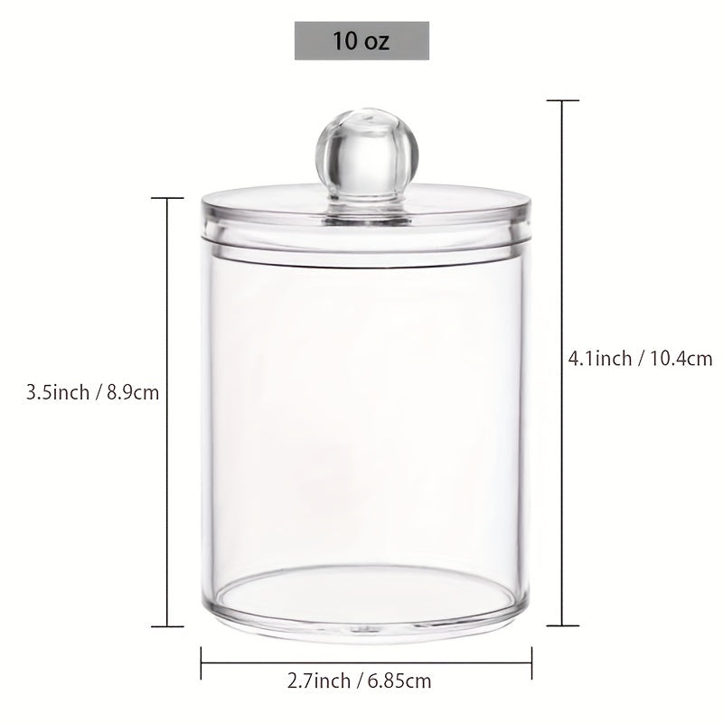 Clear Plastic Canisters with Lids for Q-tips and Swabs Storage Bathroom Makeup