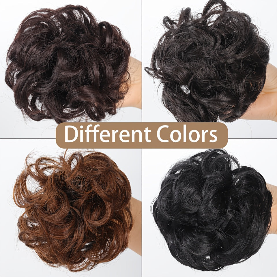 Women’s Messy Bun Hairpiece Beads Curly Wave Claw Clip Extension
