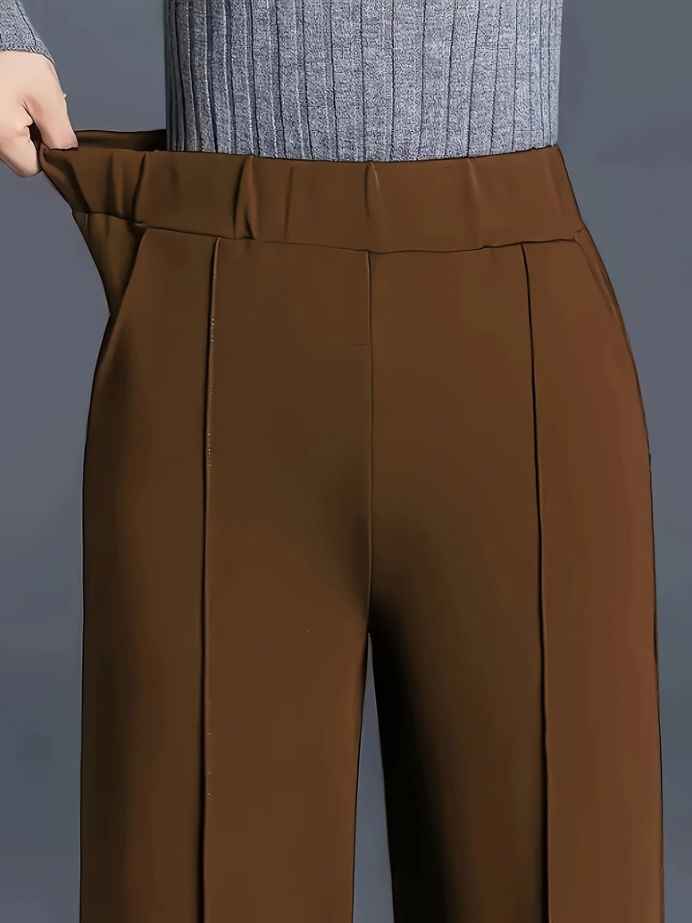 Pantalones de mujer de talla grande de cintura alta y pierna recta, casual, con bolsillos, para todas las estaciones