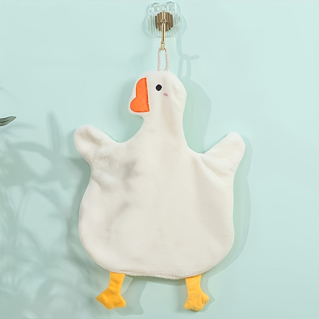 Cartoon Duck Hand Towel Soft Polyester Terry Cloth Kitchen Bathroom Bedroom Hanging Design