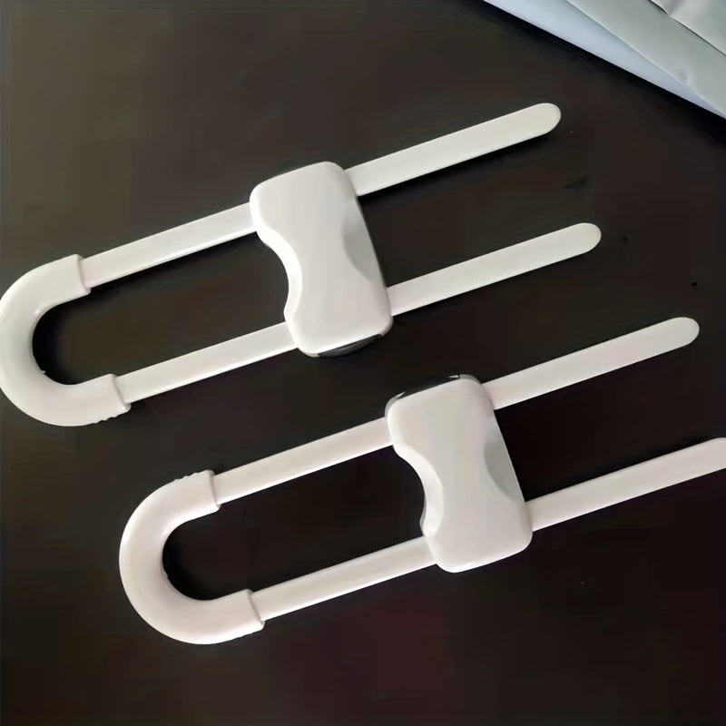 4-Pack Adjustable U-Latch Safety Locks for Cabinets and Drawers