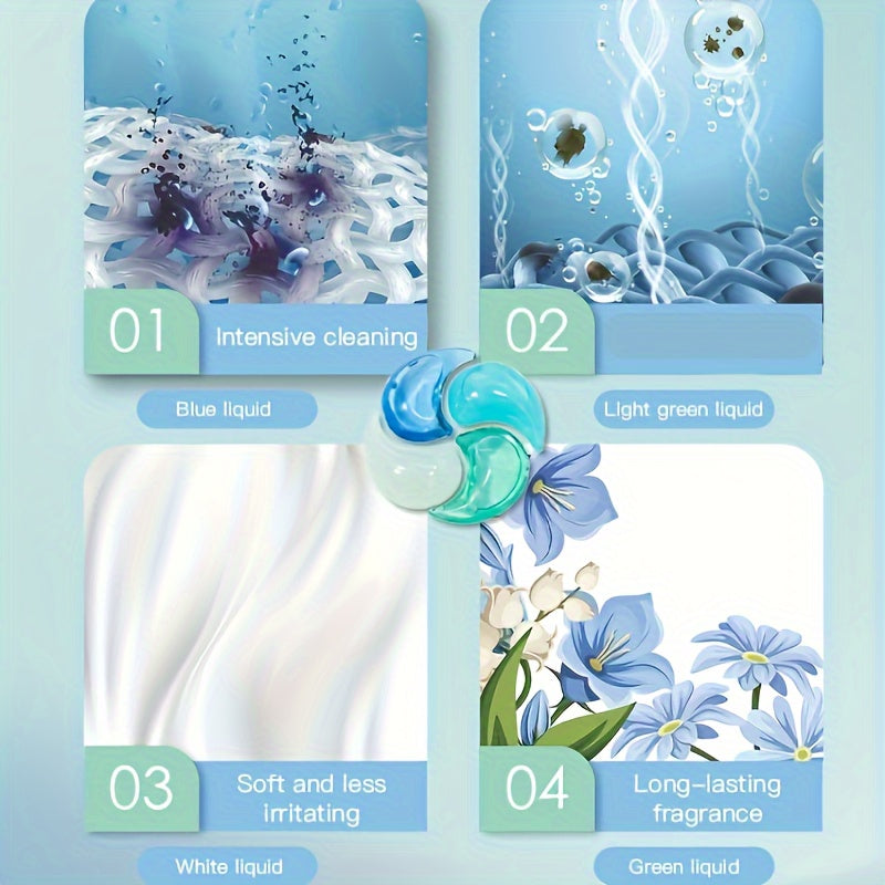 4in1 Laundry Detergent Pods Pack of 7 or 30 for Strong Cleaning and Long-Lasting Fragrance