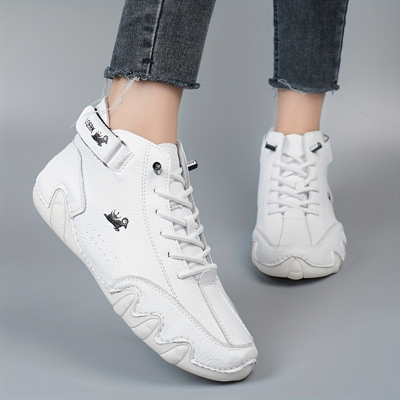 Women's Leather Low-Top Lace-Up Boots Comfortable All-Season Trendy