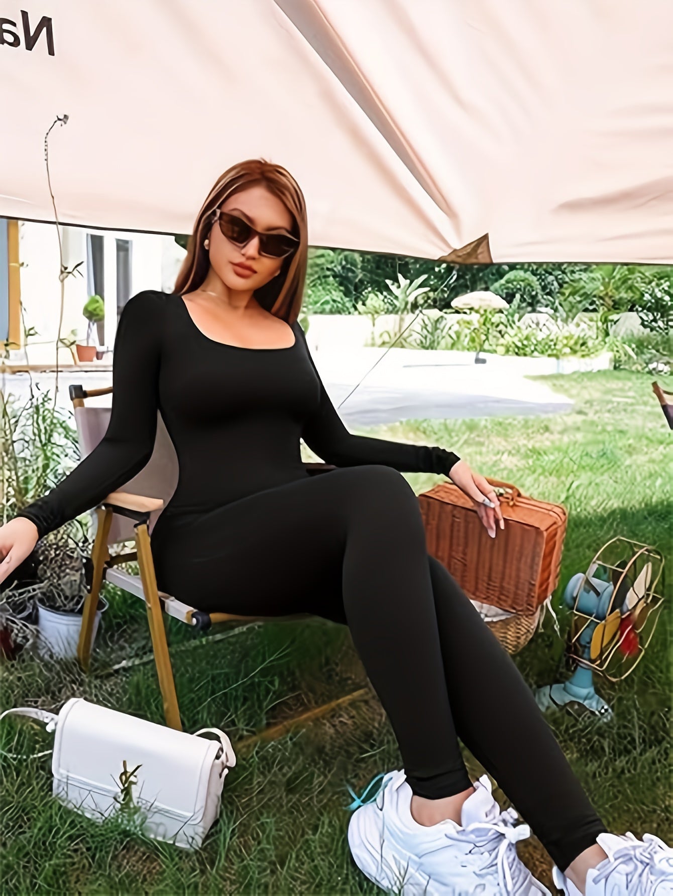 Women's Seamless High-Stretch Yoga Jumpsuit Black Long Sleeve Breathable